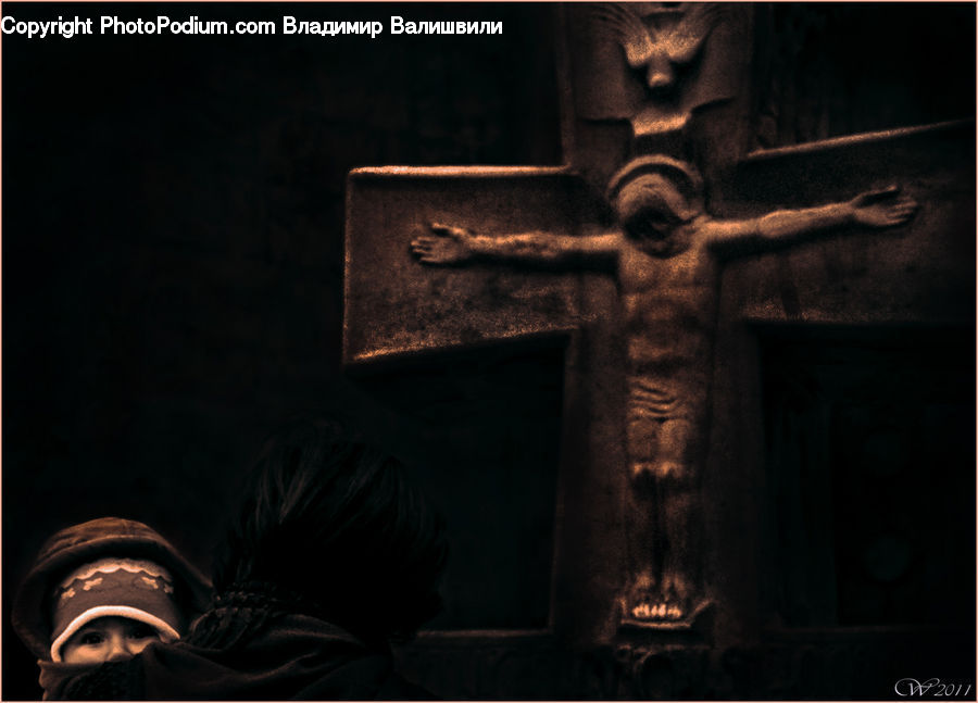 Cross, Crucifix, People, Person, Human, Fireplace, Hearth