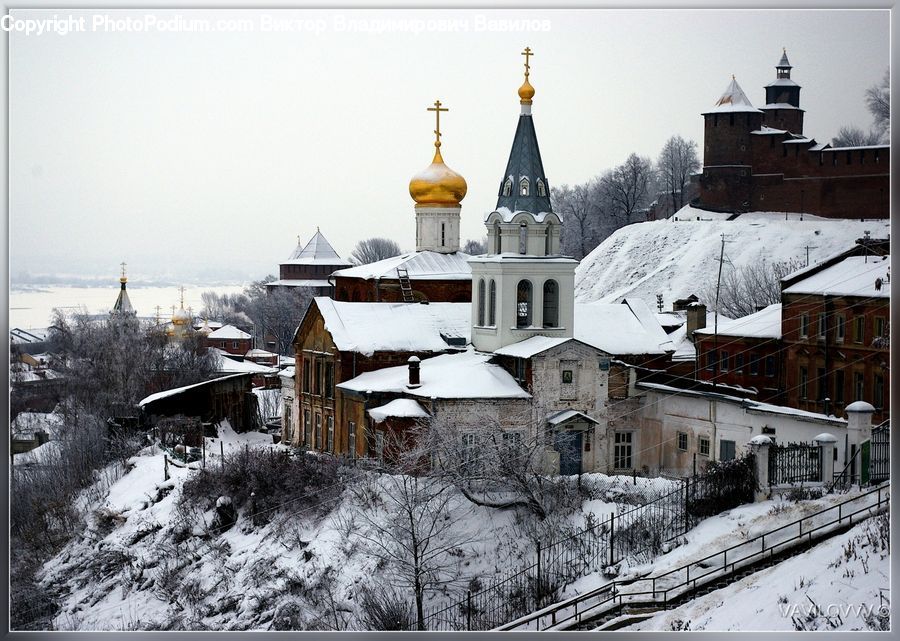 Architecture, Bell Tower, Clock Tower, Tower, Ice, Outdoors, Snow