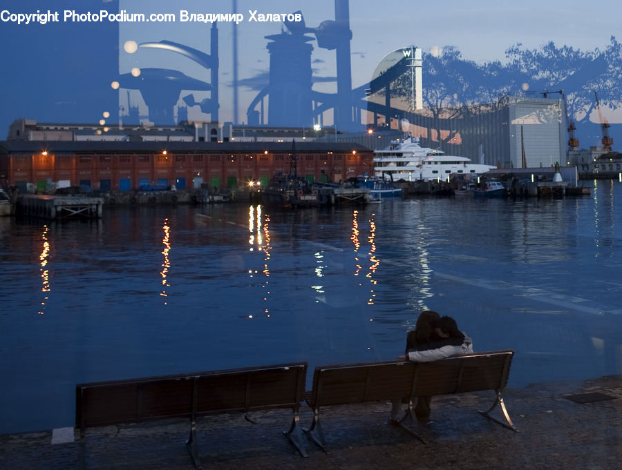 Bench, Boat, Yacht, Harbor, Port, Waterfront, Fog