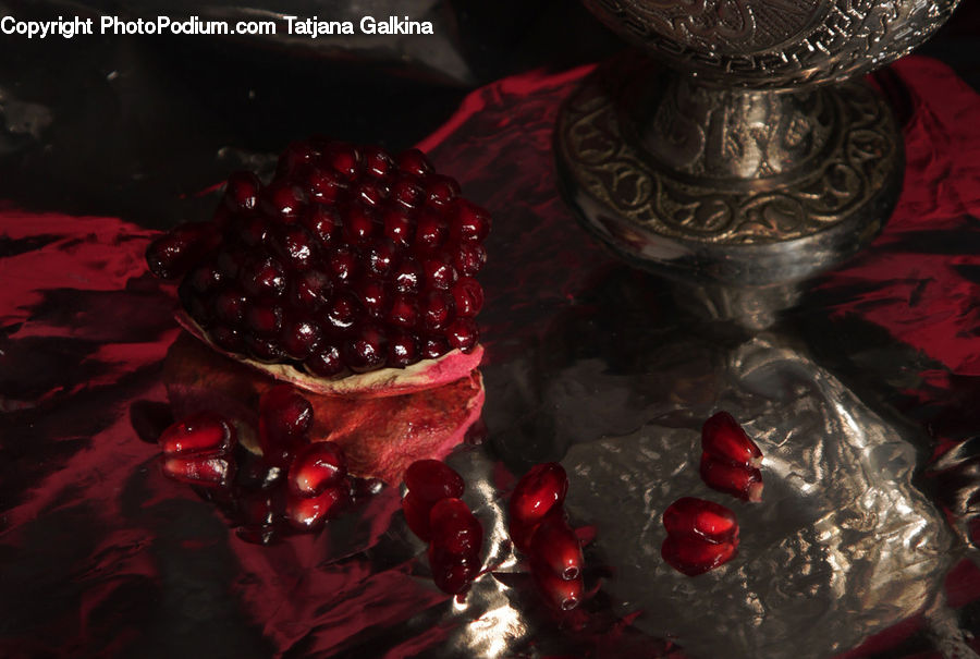 Glass, Goblet, Fruit, Pomegranate, Ornament, Dessert, Food