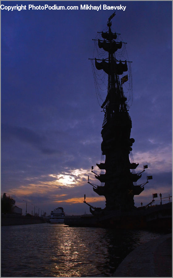 Ship, Vessel, Dusk, Outdoors, Sky, Sunlight, Sunrise