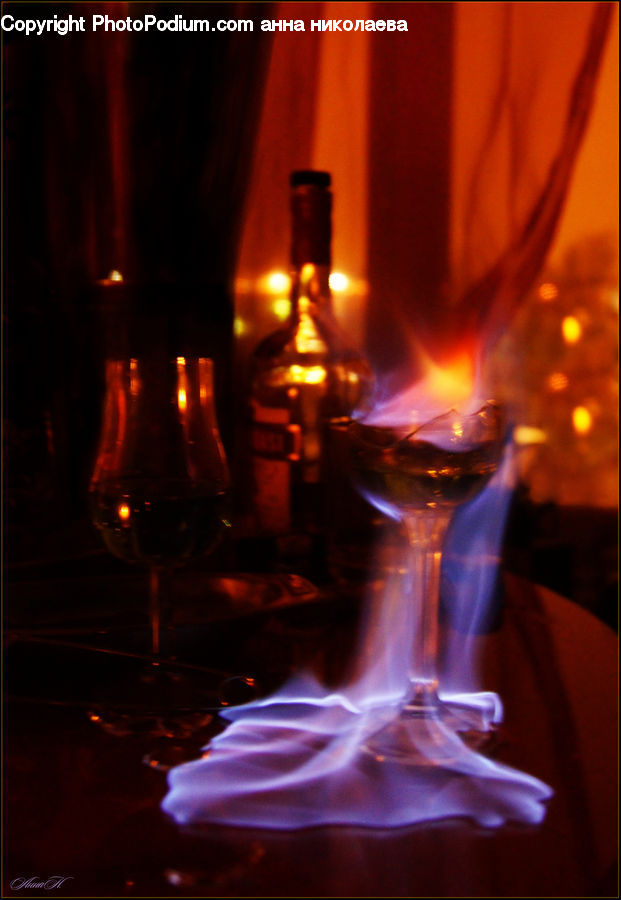 Glass, Goblet, Night, Outdoors, Fire, Lighting, Light