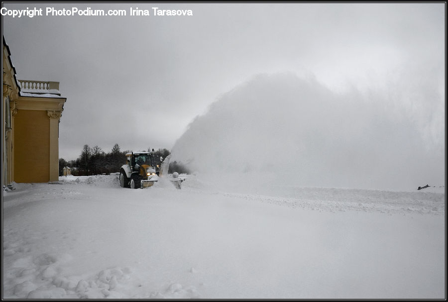 Bulldozer, Snowplow, Vehicle, Alps, Crest, Mountain, Peak