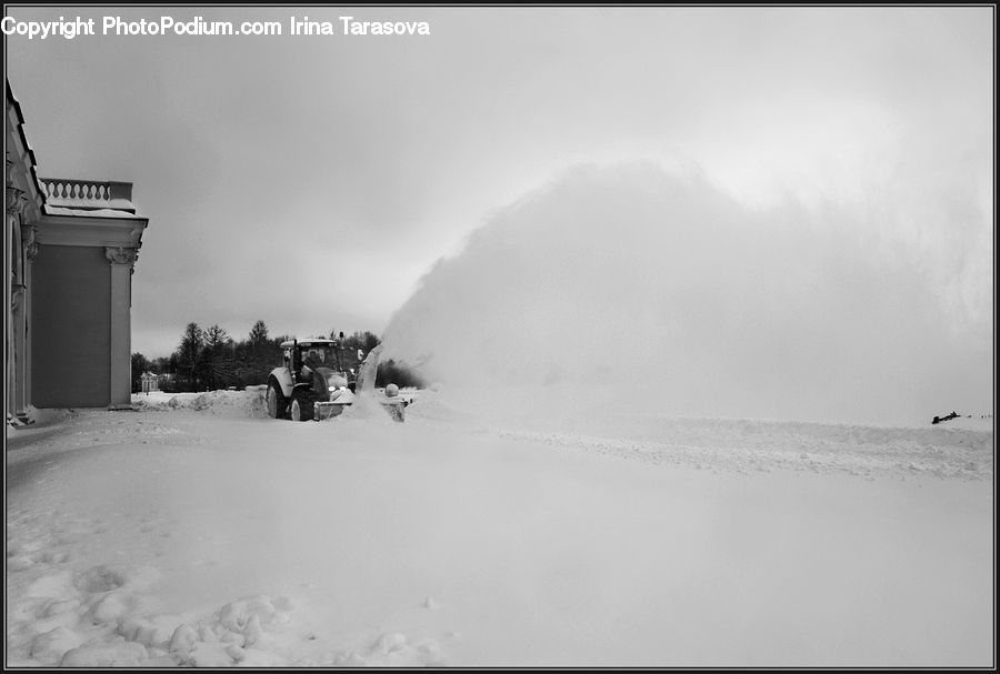Bulldozer, Snowplow, Vehicle, Tractor, Beach, Coast, Outdoors
