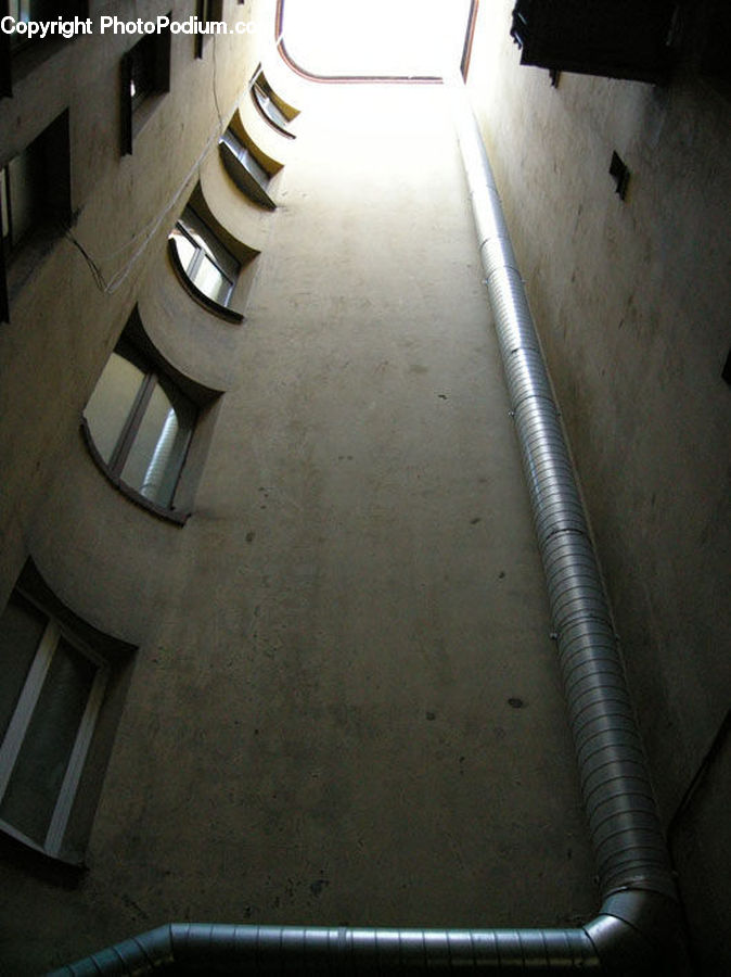Spiral, Banister, Handrail, Fence, Wall, Building, Housing