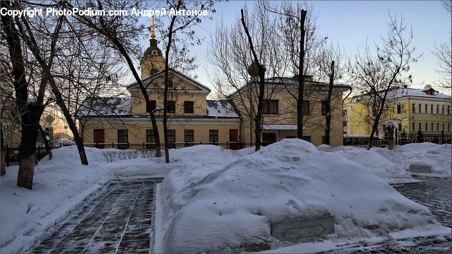 Ice, Outdoors, Snow, Architecture, Mansion, Building, Housing