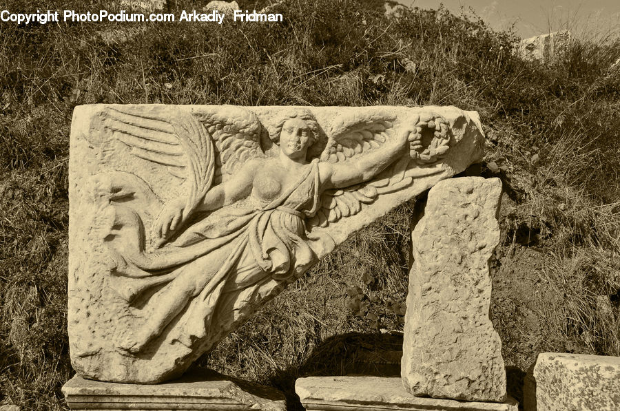 Art, Sculpture, Statue, Tomb, Outdoors, Sand, Soil