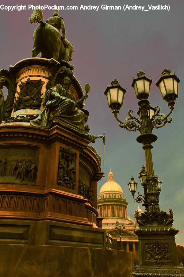 Art, Gargoyle, Statue, Lamp Post, Pole, Sculpture, Light Fixture