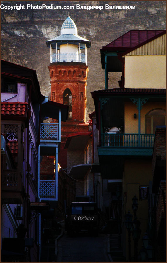 Brick, Balcony, Architecture, Bell Tower, Clock Tower, Tower, Alley