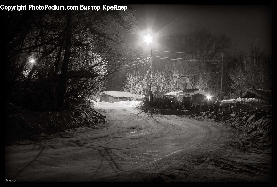 Night, Outdoors, Lighting, Road, Countryside, Path, Trail