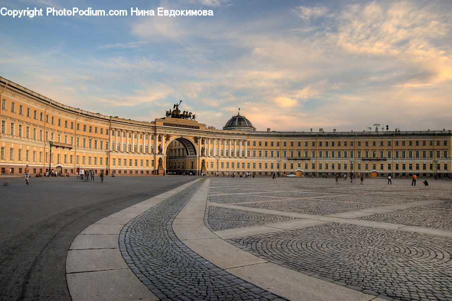 Architecture, Downtown, Plaza, Town Square, Building, Castle, Mansion