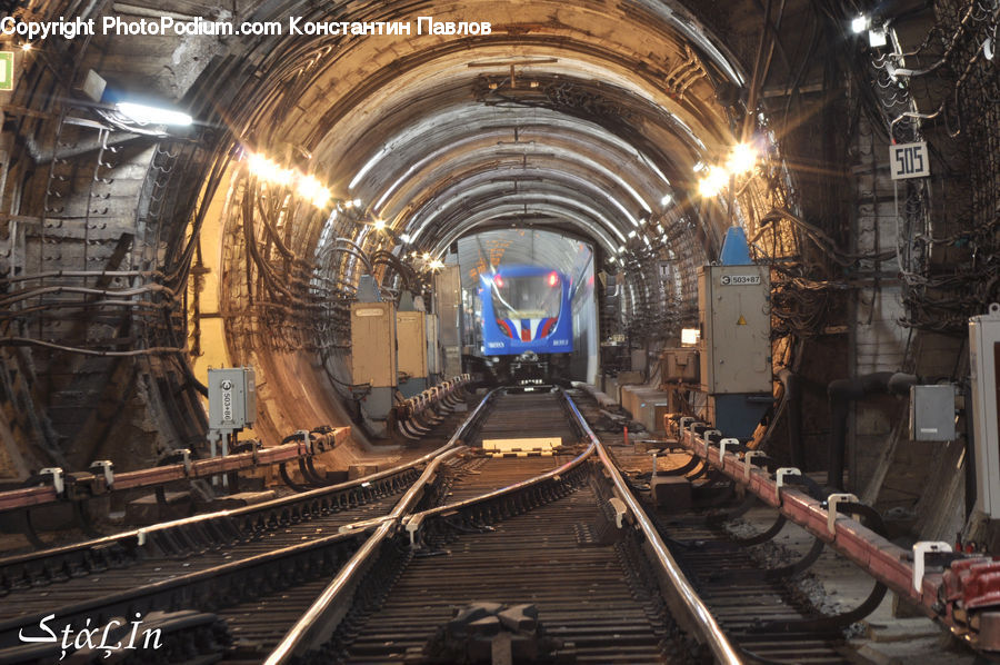 Tunnel, Train, Vehicle, Freight Car, Shipping Container, Locomotive, Rail