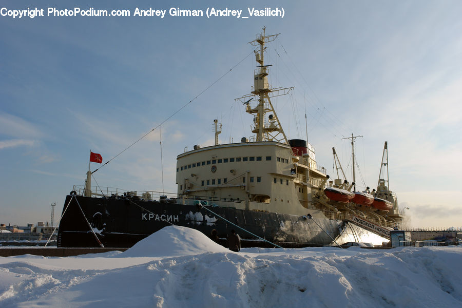Icebreaker, Ship, Vessel, Dock, Landing, Pier, Cruise Ship