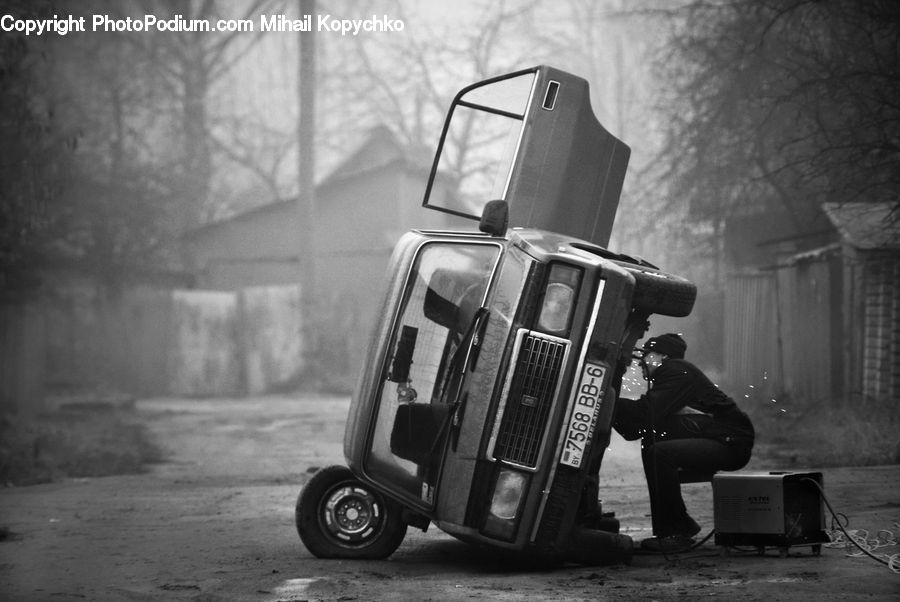 People, Person, Human, Scooter, Vehicle, Car, Van