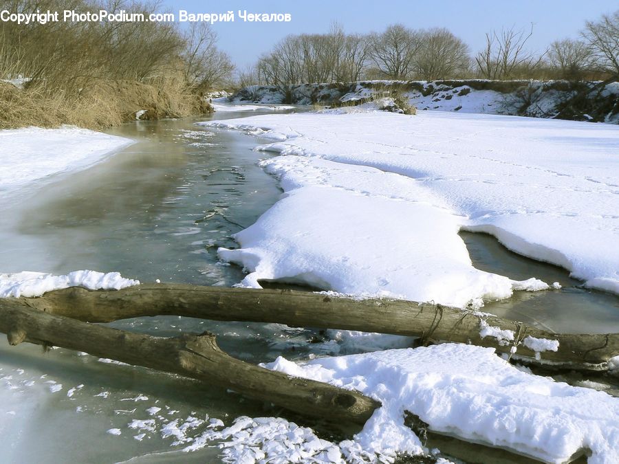 Creek, Outdoors, River, Water, Arctic, Snow, Winter