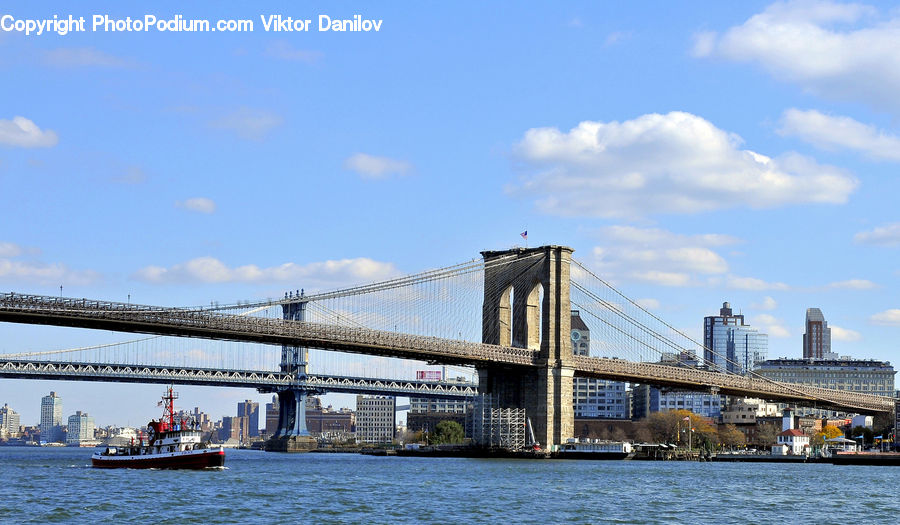 Barge, Boat, Tugboat, Bridge, Canal, Outdoors, River