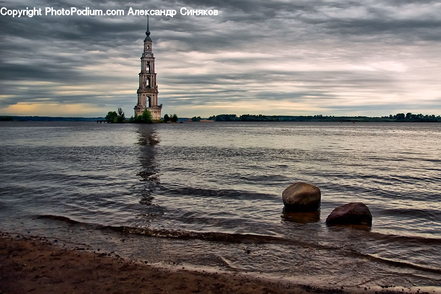Coast, Outdoors, Sea, Water, Architecture, Bell Tower, Clock Tower