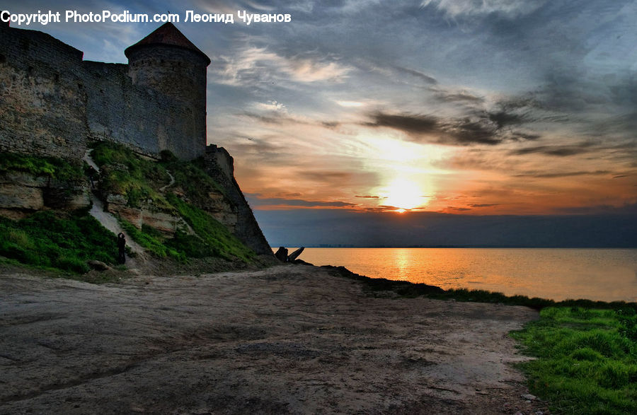 Cliff, Outdoors, Architecture, Castle, Fort, Coast, Sea