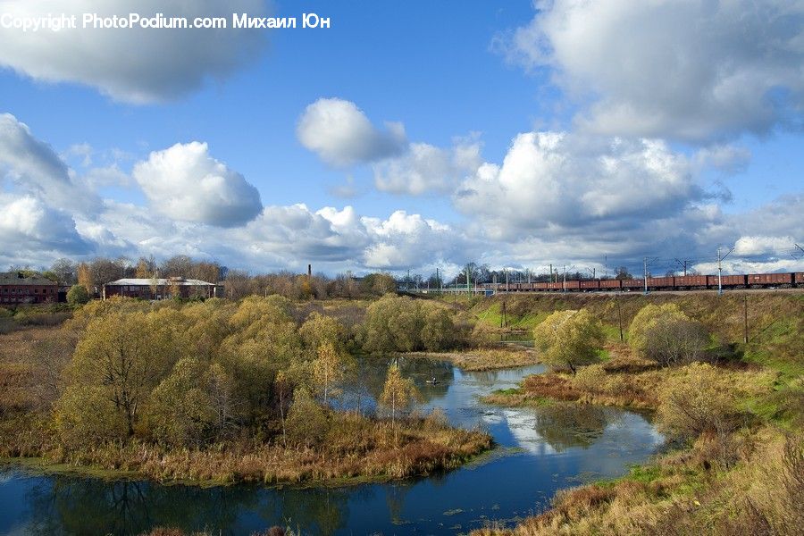 Land, Marsh, Pond, Swamp, Water, Cloud, Cumulus