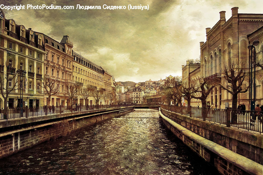 Architecture, Downtown, Plaza, Town Square, Canal, Outdoors, River