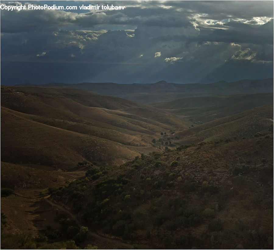 Canyon, Outdoors, Valley, Field, Grass, Grassland, Land