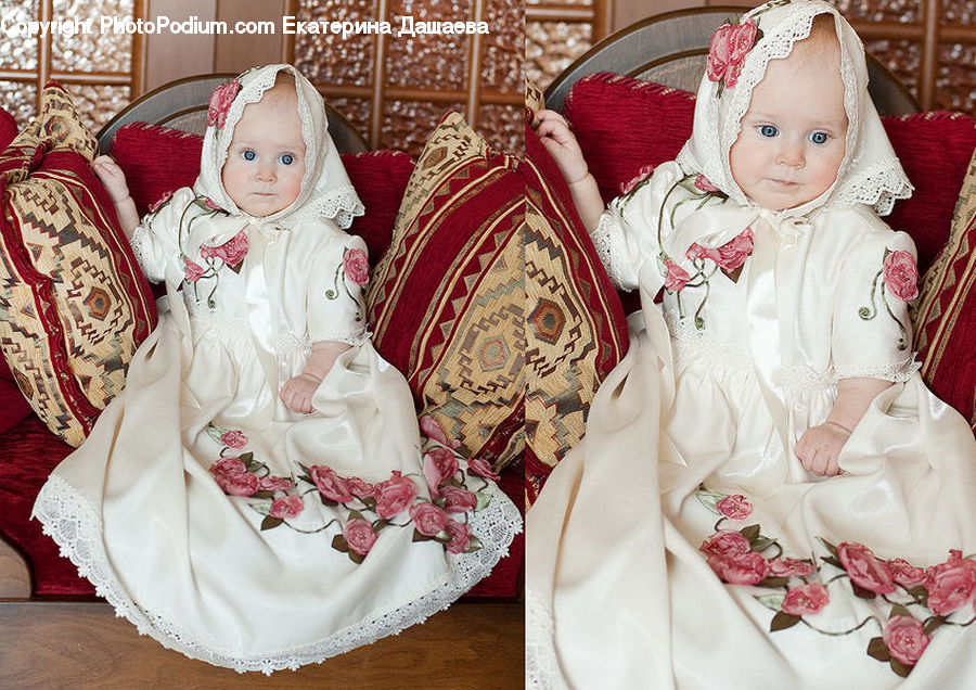 People, Person, Human, Fiber, Velvet, Floral Design, Bonnet