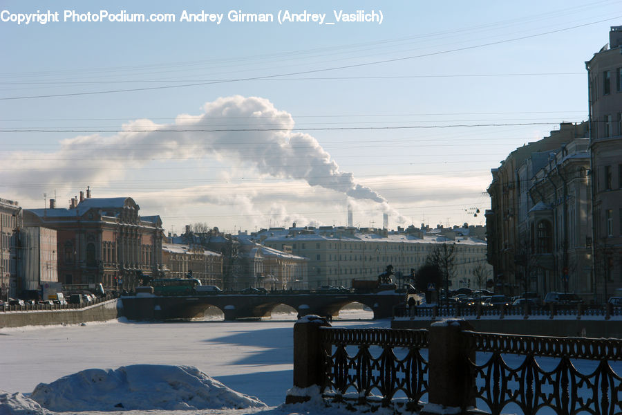 Factory, Refinery, Railing, City, Downtown, Metropolis, Urban