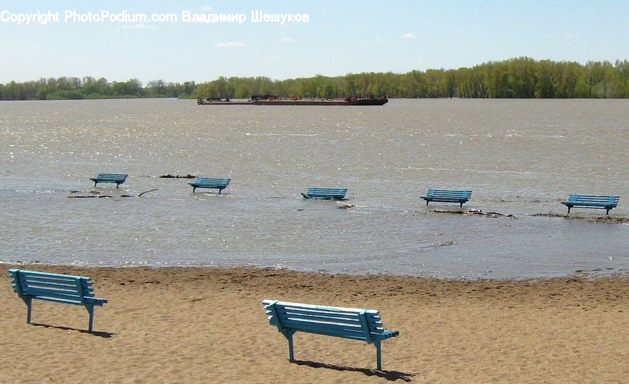 Park Bench, Bench, Beach, Coast, Outdoors, Sea, Water