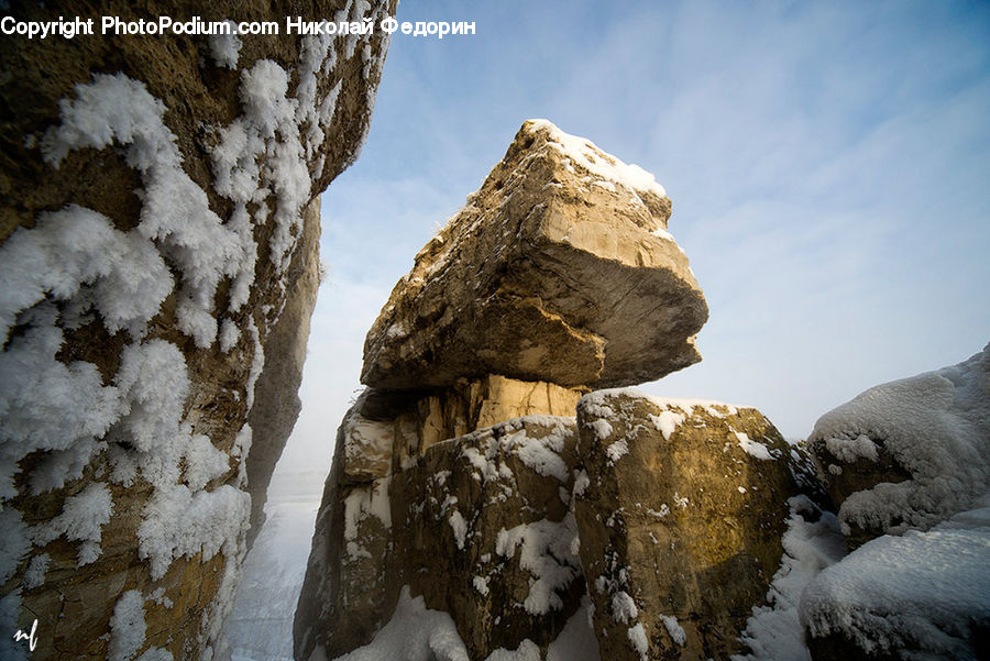 Cliff, Outdoors, Rock, Ice, Snow, Crest, Mountain