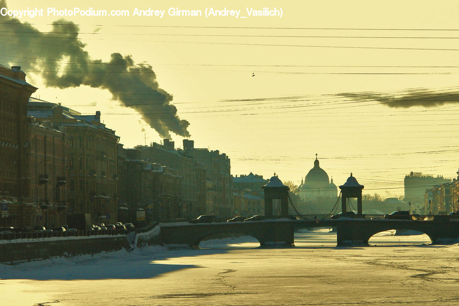 Boat, Watercraft, Factory, Refinery, City, Downtown, Metropolis