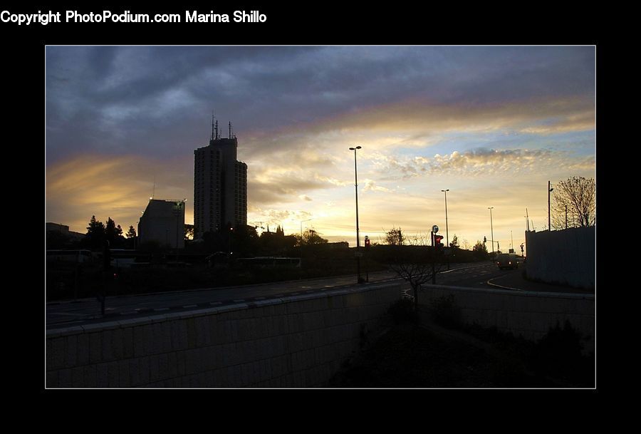 Dawn, Dusk, Red Sky, Sky, Sunrise, Sunset, City