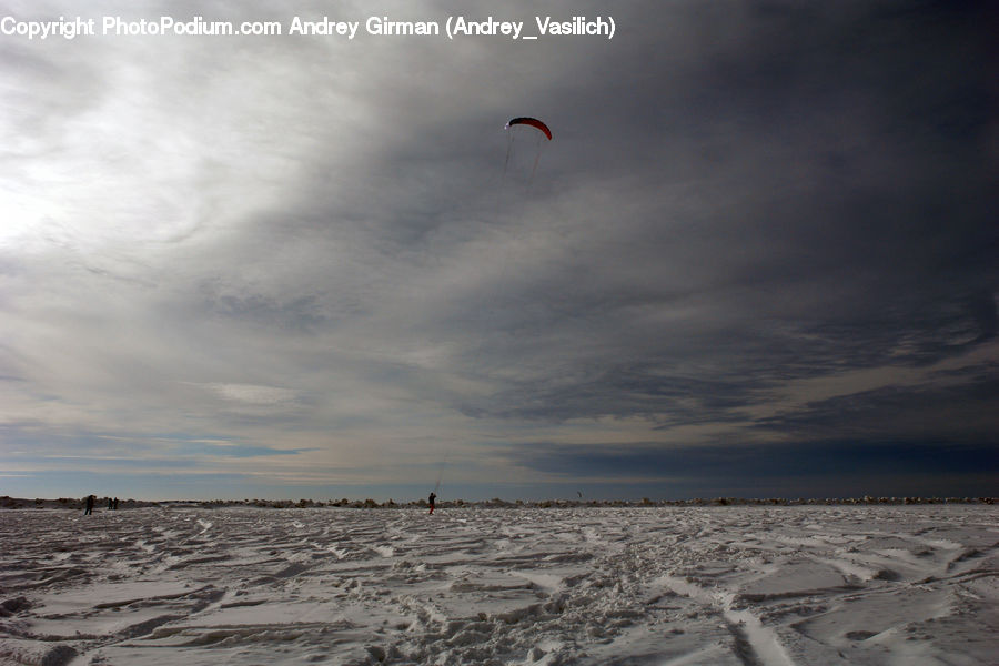 Adventure, Flight, Gliding, Beach, Coast, Outdoors, Sea
