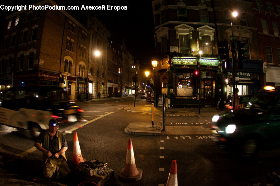 Automobile, Car, Vehicle, Asphalt, Road, Zebra Crossing, Night