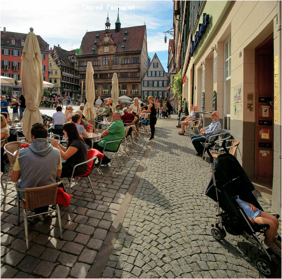 People, Person, Human, Chair, Furniture, Cobblestone, Pavement