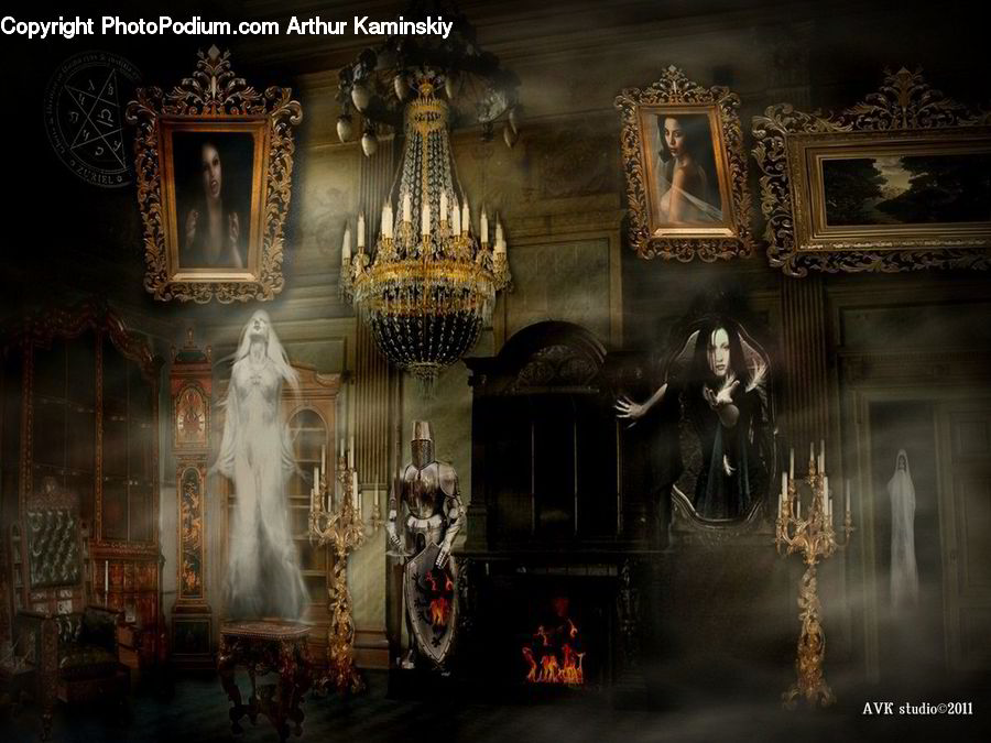 Chandelier, Lamp, Dining Room, Indoors, Room, Theater, Person