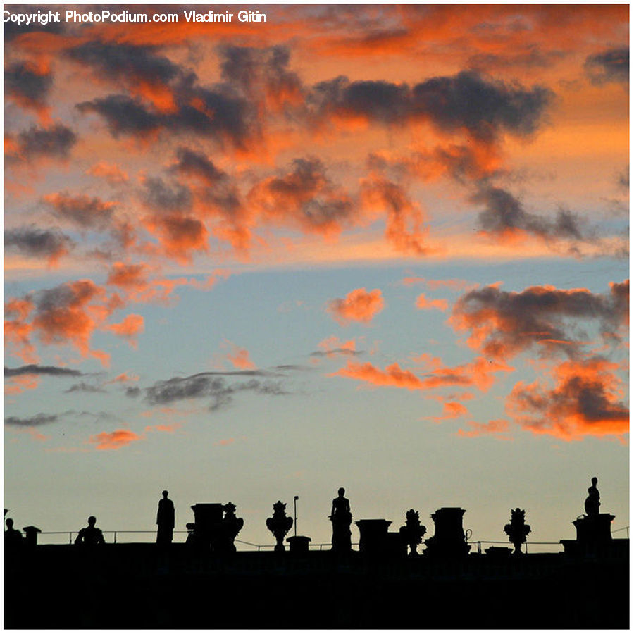 Dawn, Dusk, Red Sky, Sky, Sunrise, Sunset, Silhouette