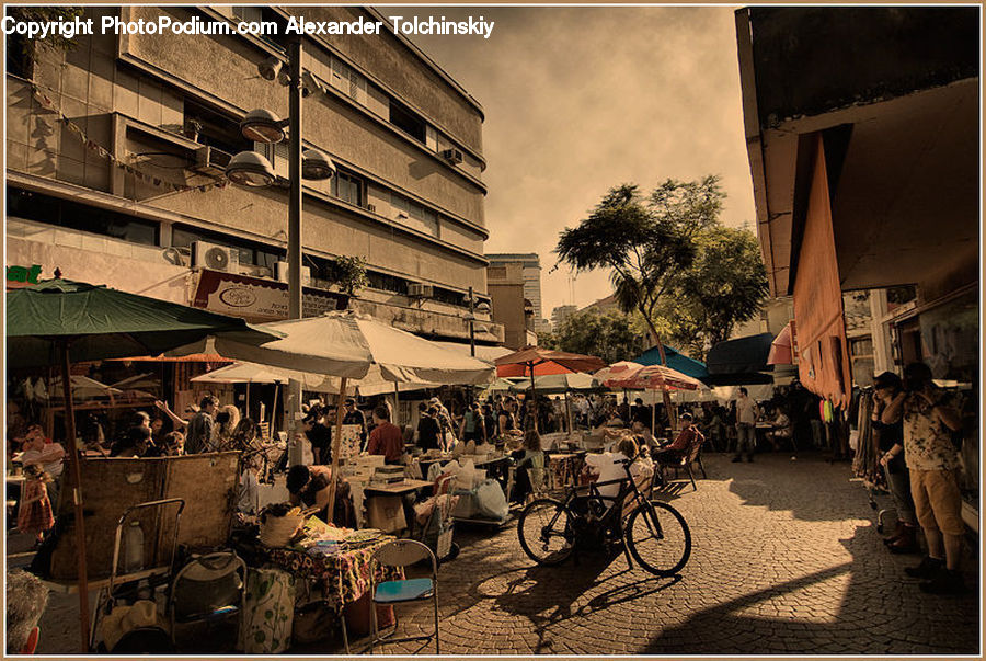 Bazaar, Market, Cafe, Cafeteria, Food Court, Tricycle, Vehicle