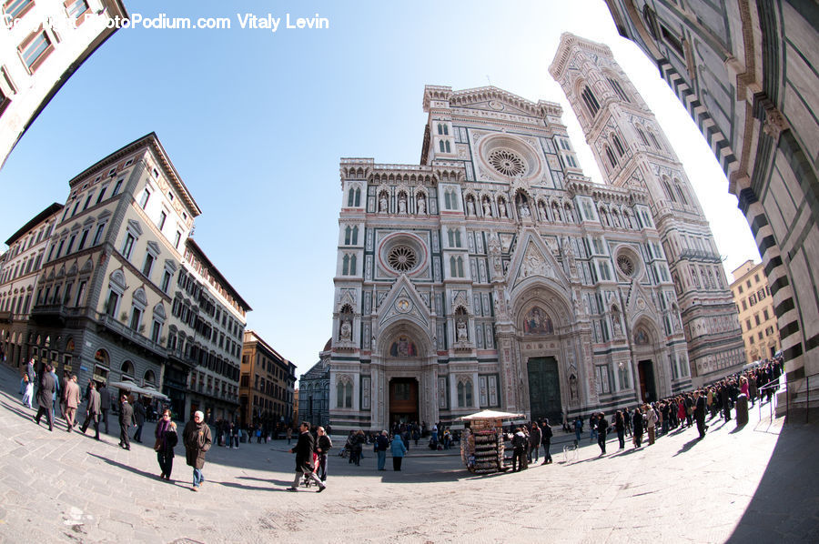 Fisheye, Road, Street, Town, Architecture, Downtown, Plaza