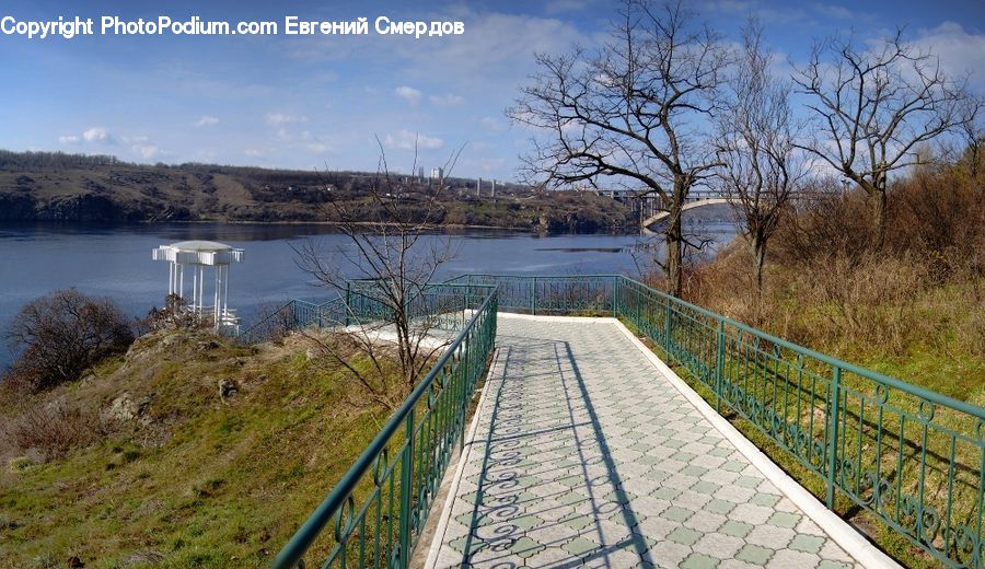 Boardwalk, Deck, Path, Sidewalk, Walkway, Field, Grass