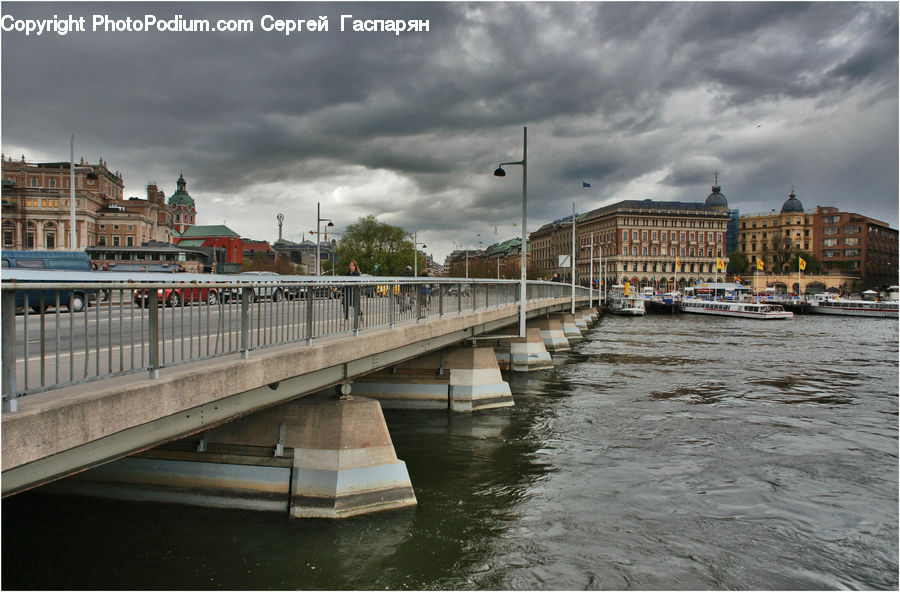 Train, Vehicle, Canal, Outdoors, River, Water, Dock
