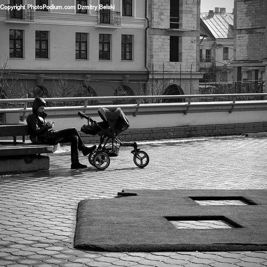 Brick, Bicycle, Bike, Vehicle, Bench, City, Downtown