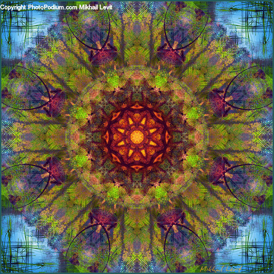 Art, Stained Glass, Fractal, Blossom, Flora, Flower, Plant
