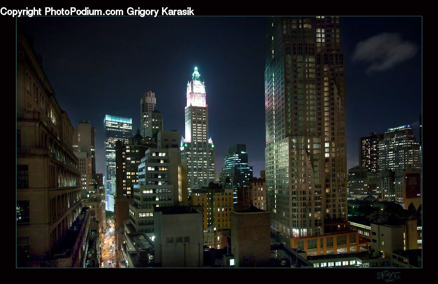 City, Downtown, Metropolis, Urban, Night, Outdoors, Building