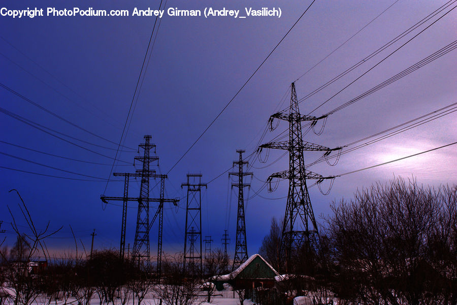 Cable, Electric Transmission Tower, Power Lines
