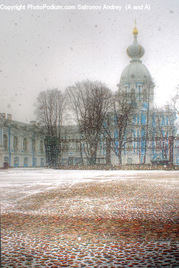 Architecture, Bell Tower, Clock Tower, Tower, Blizzard, Outdoors, Snow