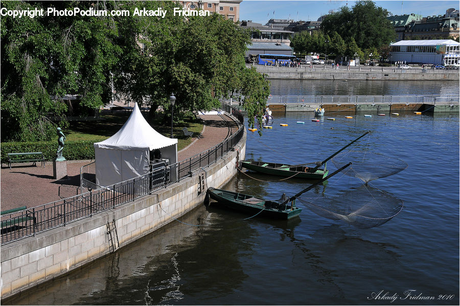 Bench, Canal, Outdoors, River, Water, Art, Sculpture