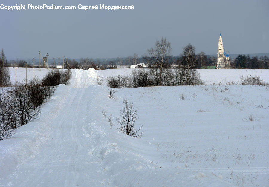 Dirt Road, Gravel, Road, Blizzard, Outdoors, Snow, Weather