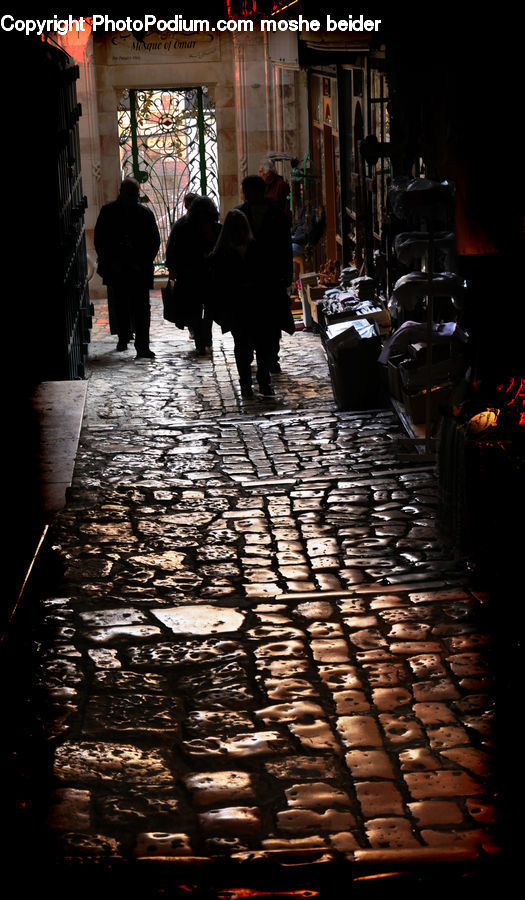 People, Person, Human, Cobblestone, Pavement, Walkway, Silhouette
