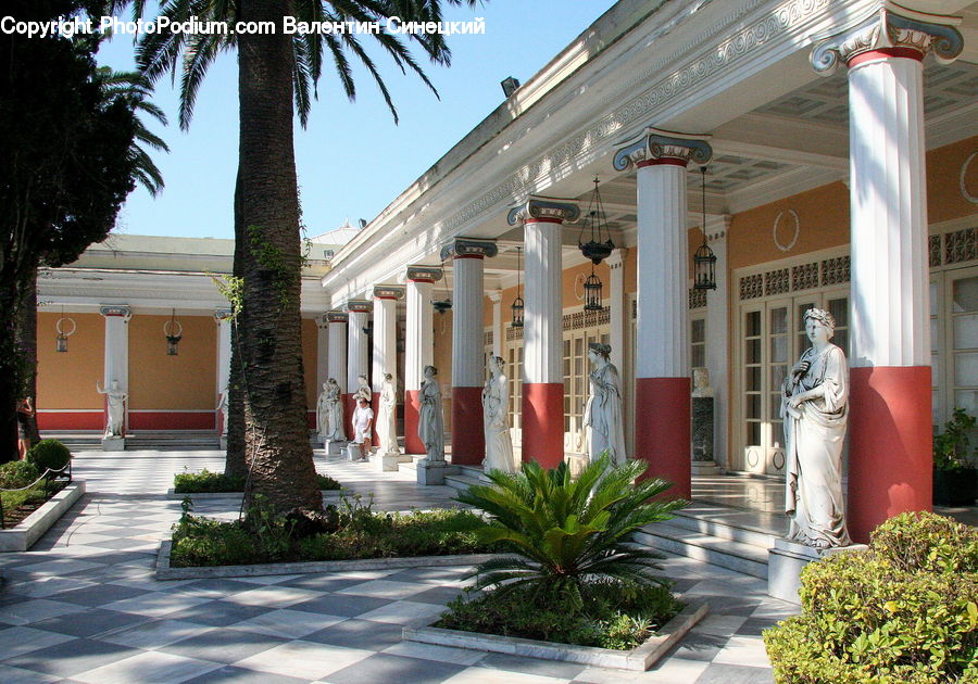 Building, Housing, Villa, Column, Pillar, Cottage, Bush