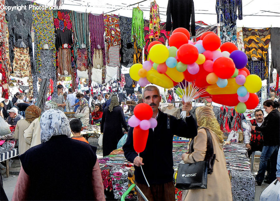 People, Person, Human, Umbrella, Clown, Performer, Bazaar